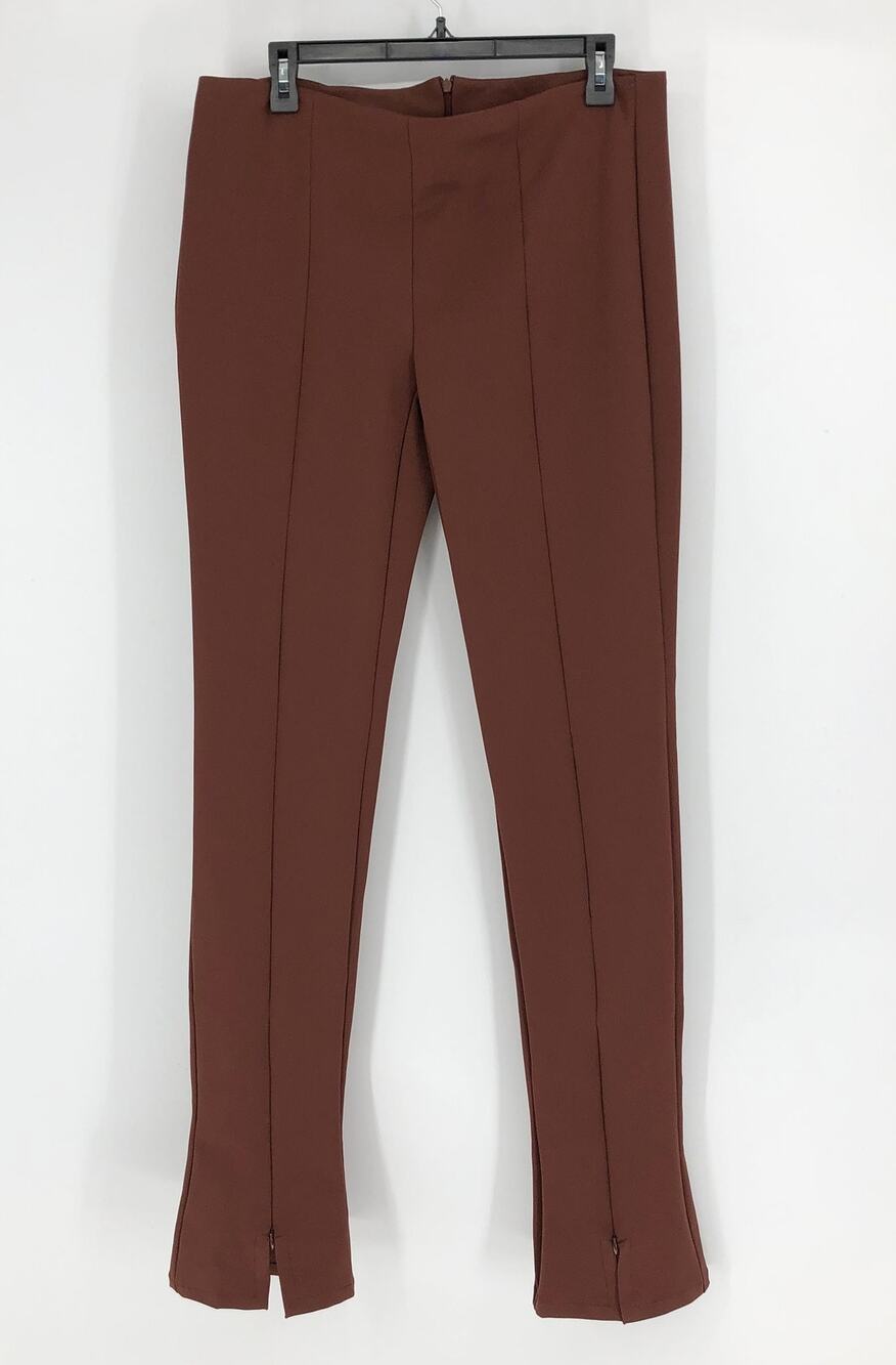 SPORTMAX Women's Zip Cuff Slim Fit Pants Size 14 Red Brown Stretch Trousers NWOT